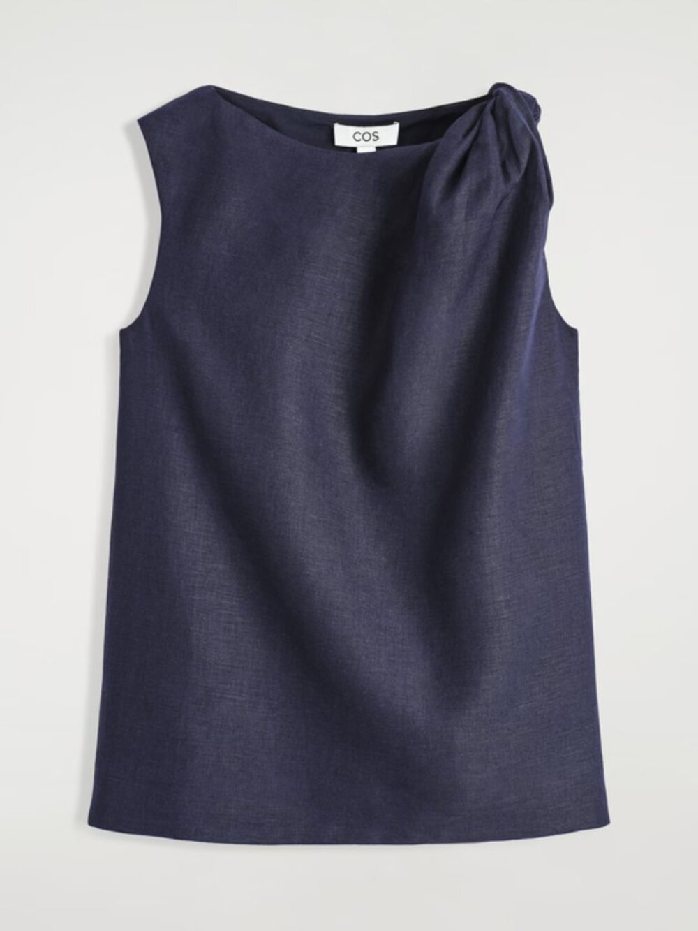 COS 100% Linen Lined Twist Strap Sleeveless Tank Top Shell Women's sz 10 Blue